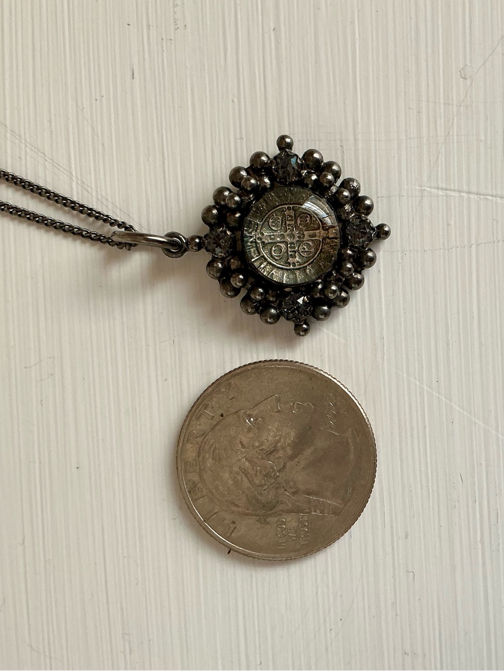 Nwt Vsa Virgins Saints Angels Cloister San Benito Gunmetal Necklace 14"-16" — image 5 of 5